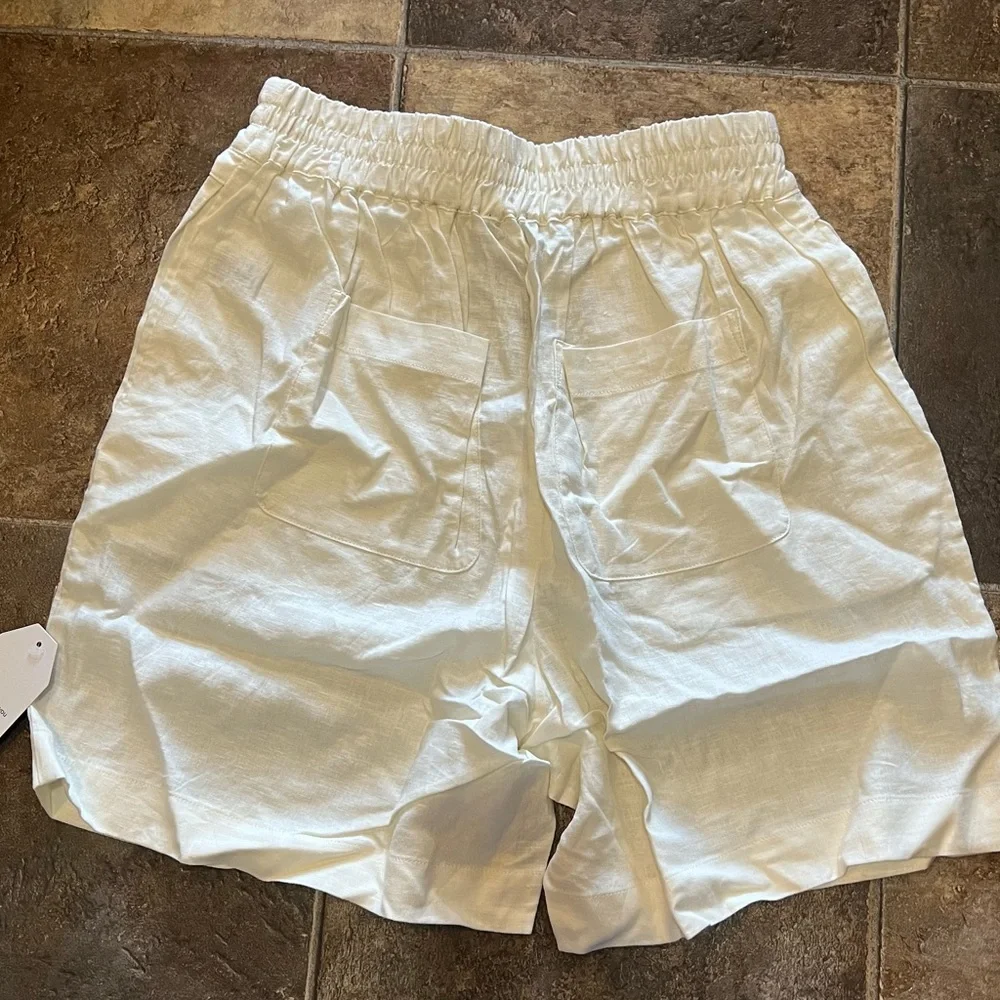 Universal Standard White Linen Blend Shorts Pull On Lightweight 4XS (XS) NWT